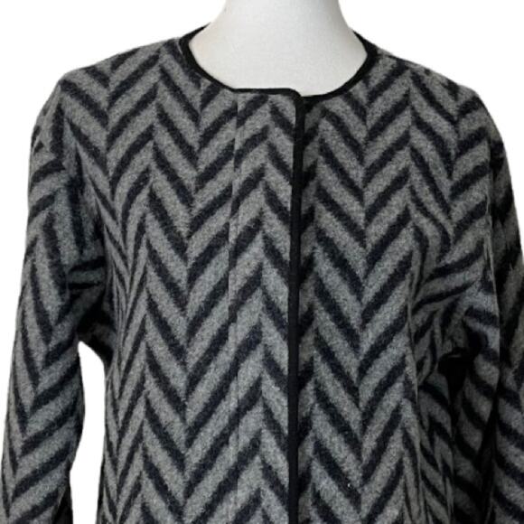 Talbots Women's Wool Blend Coat Zip Front Gray Black Herringbone Size XS - Picture 7 of 13